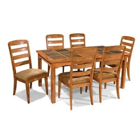 7 Piece Dining Table with 18 Inch Leaf and Chair Set